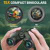imageAurosports 10x25 Binoculars for Adults and Kids Large View Compact Binoculars with Low Light Vision Easy Focus Small Binocular for Bird Watching Outdoor Travel Sightseeing Concert Hunting Hiking15x25Green