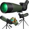 imageAurosports 2575X80 Spotting Scope with Tripod  BAK4 High Definition Waterproof Spotter Scope for Target Shooting Hunting Bird Watching Scopes with Carrying Bag and Scope Phone Adapter Green