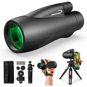 image12x55 Monocular for Adults High Power  Aurosports Compact Portable Monoculars for Bird Watching  HD Monoculars with Smartphone Adapter Tripod Camera for Hunting Hiking Camping Wildlife12x55