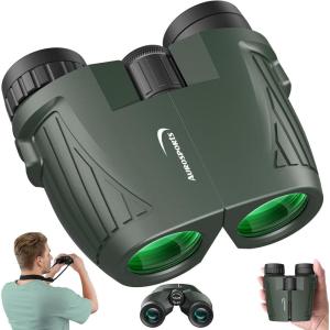 imageAurosports 10x25 Binoculars for Adults and Kids Large View Compact Binoculars with Low Light Vision Easy Focus Small Binocular for Bird Watching Outdoor Travel Sightseeing Concert Hunting Hiking15x25Green