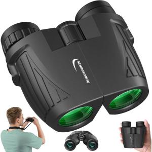 imageAurosports 10x25 Binoculars for Adults and Kids Large View Compact Binoculars with Low Light Vision Easy Focus Small Binocular for Bird Watching Outdoor Travel Sightseeing Concert Hunting Hiking15x25Black